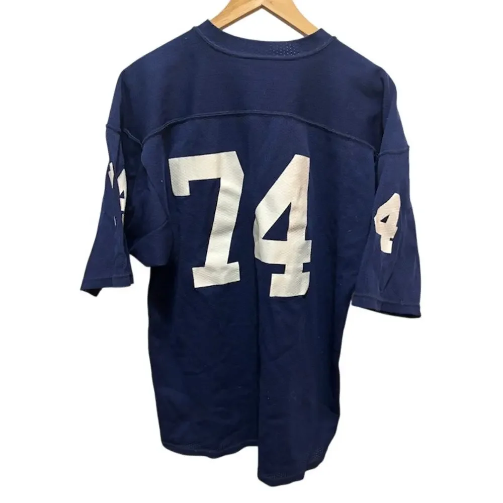 Vintage Red Fox Football Jersey Mens XL Blue #74 Mesh USA Made 70s 80s - Picture 2 of 9